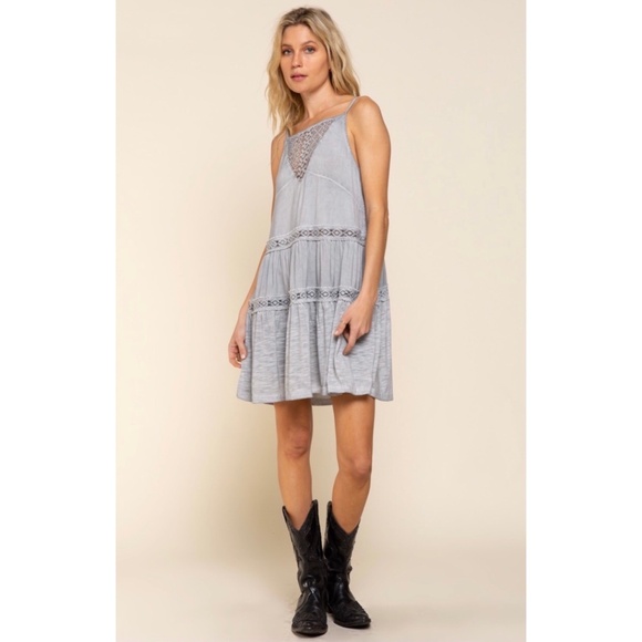 POL Grey Spaghetti Strap Tiered Sundress - Picture 6 of 7